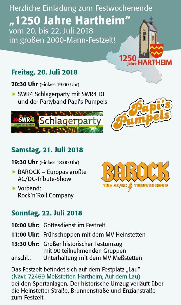 Programm Festwochenende 20.-22. Juli 2018