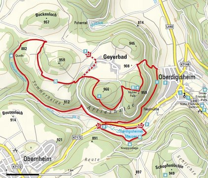 Karte Felsquellweg Oberdigisheim