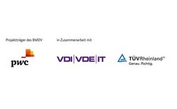 Logos der Projektträger PWC, VDI/VDE/IT, TÜV Rheinland